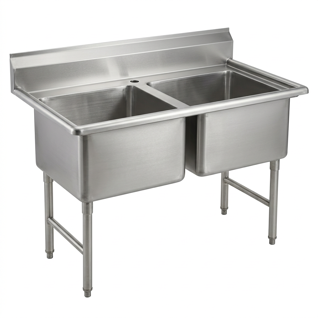 Fregadero industrial de dos cubas, imagen de muestra generada con IA