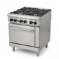 Cocina industrial de cuatro quemadores, imagen de muestra generada con IA
