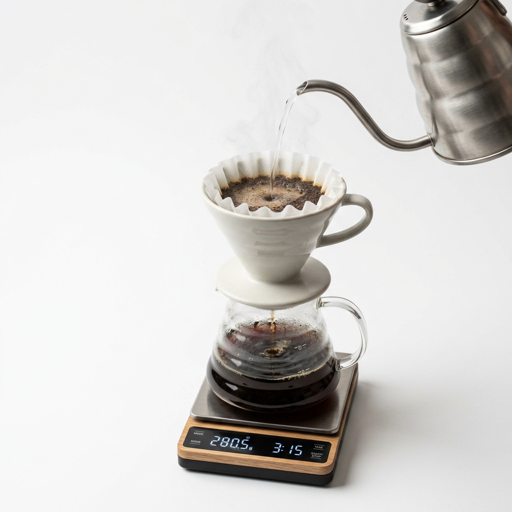 Estación de café por goteo, imagen de muestra generada con IA