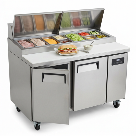 Mesa refrigerada para preparación, imagen de muestra generada con IA