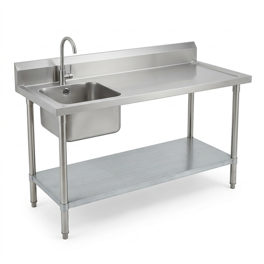 Mesa con fregadero de muestra generada con IA