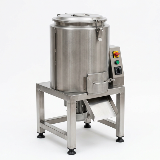 Peladora industrial de papas de muestra generada con IA